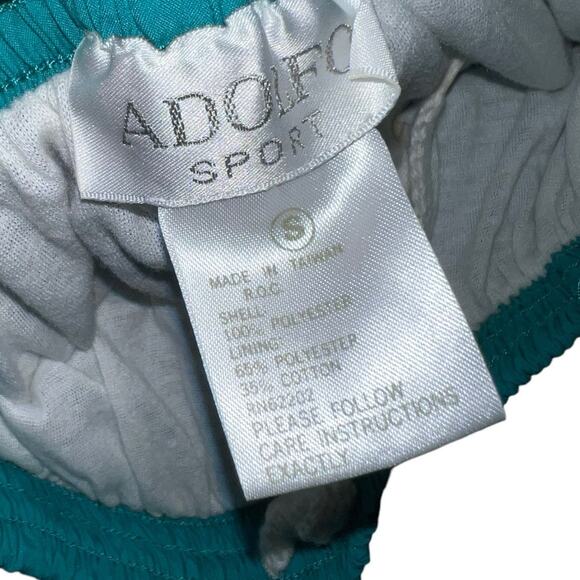 Vintage 90s Adolfo Sport Teal Embroidered Floral Windbreaker Track Set Small - Picture 6 of 13